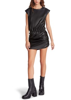 Steve Madden Muscle Womens Faux Leather Ruched Mini Dress