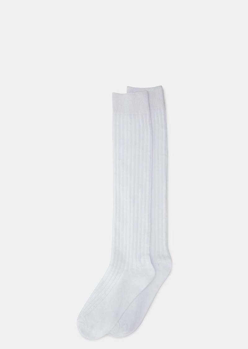 Steve Madden Ribbed Knee High Socks White