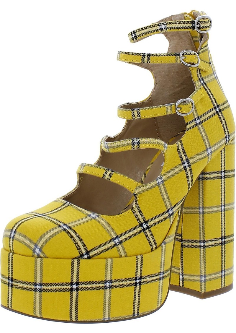 Steve Madden Rosario Womens Canvas Plaid Platform Heels