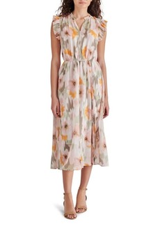Steve Madden Allegra Blurred Floral Ruffle Midi Dress