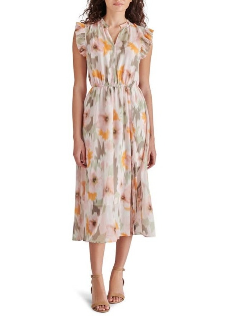 Steve Madden Allegra Blurred Floral Ruffle Midi Dress