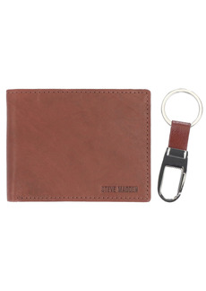 Steve Madden Men's RFID Leather Wallet Gift Set With Key Fob Billfold   US
