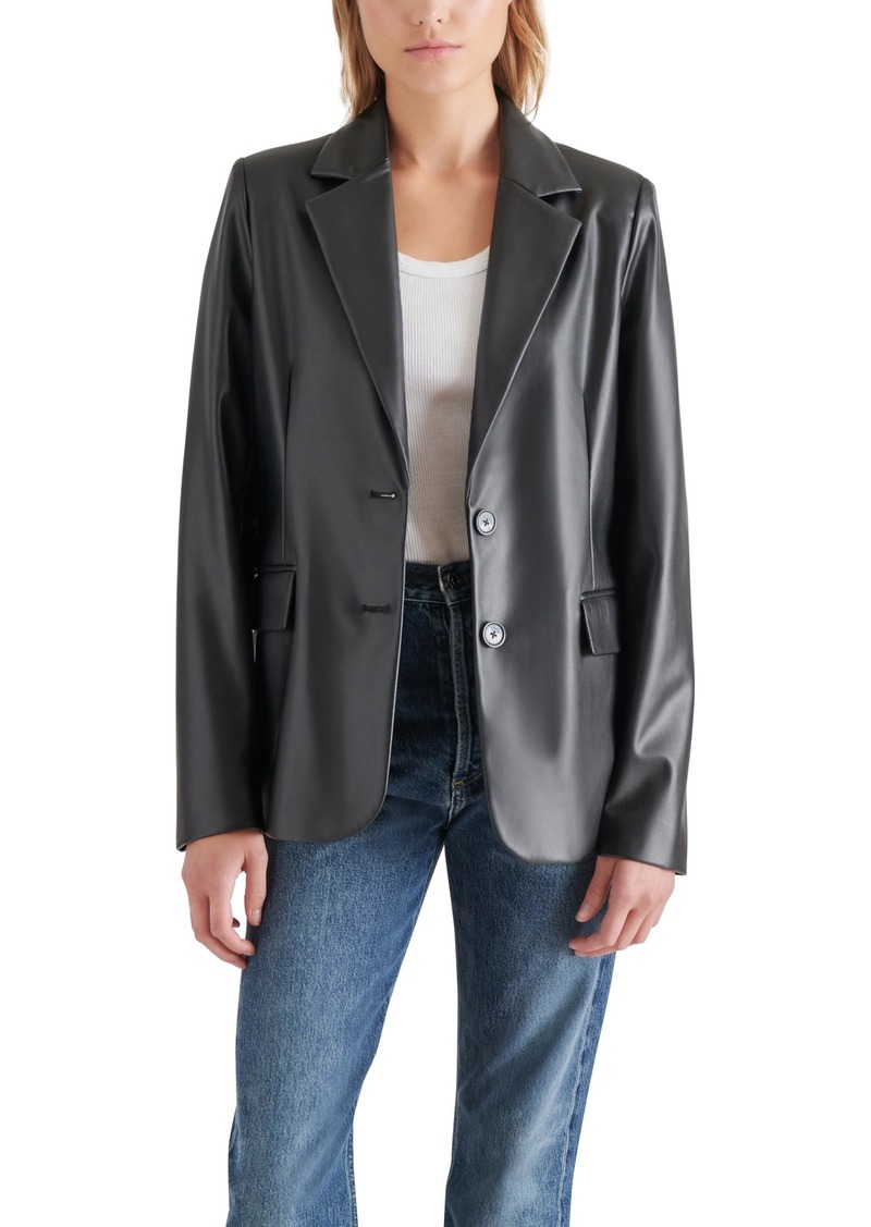 Steve Madden Apparel Women's Faux Leather Boyfriend Blazer