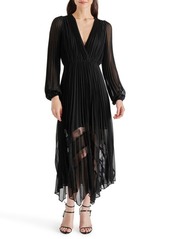 Steve Madden Ari Pleated Long Sleeve Chiffon & Lace Dress