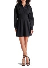 Steve Madden Aria Corset Waist Long Sleeve Mini Shirtdress