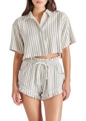 Steve Madden Cali Stripe Crop Button-Up Shirt