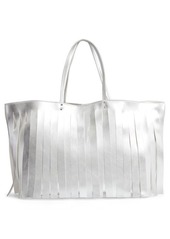 Steve Madden Corrie Fringe Faux Leather Tote in Silver at Nordstrom