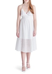 Steve Madden Denise Eyelet Cotton Halter Midi Dress