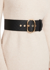 Steve Madden Diamond Quilted Stretch Faux-Leather Belt - Black/gold