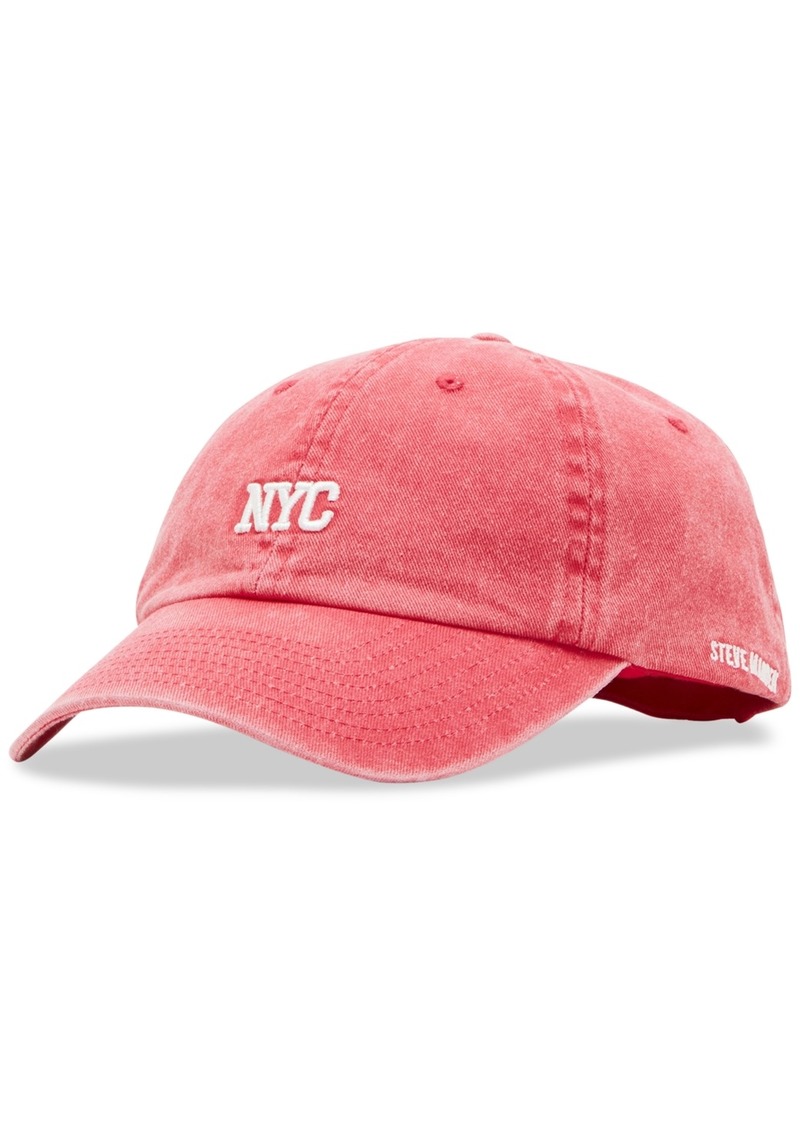 Steve Madden Embroidered Laundered Overdyed City Dad Cap - Red