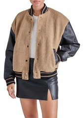 Steve Madden Florence Faux Shearling & Faux Leather Varsity Jacket