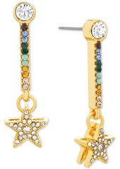 Steve Madden Gold-Tone Multicolor Crystal Star Linear Drop Earrings