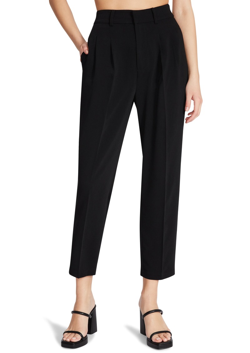 Steve Madden High Rise Pleat Crop Trousers in Black at Nordstrom Rack
