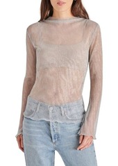 Steve Madden Janelle Sheer Metallic Plissé Top