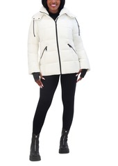 Steve Madden Juniors' Faux-Fur-Lined Hooded Puffer Coat - Cream