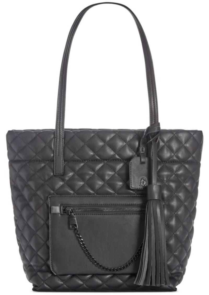 steve madden black quilted tote bag