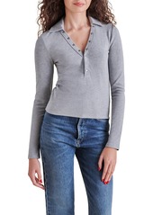 Steve Madden Long Sleeve Crop Henley T-Shirt in Heather Grey at Nordstrom Rack