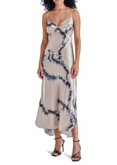 Steve Madden Lorenza Shibori Print Satin Maxi Slipdress