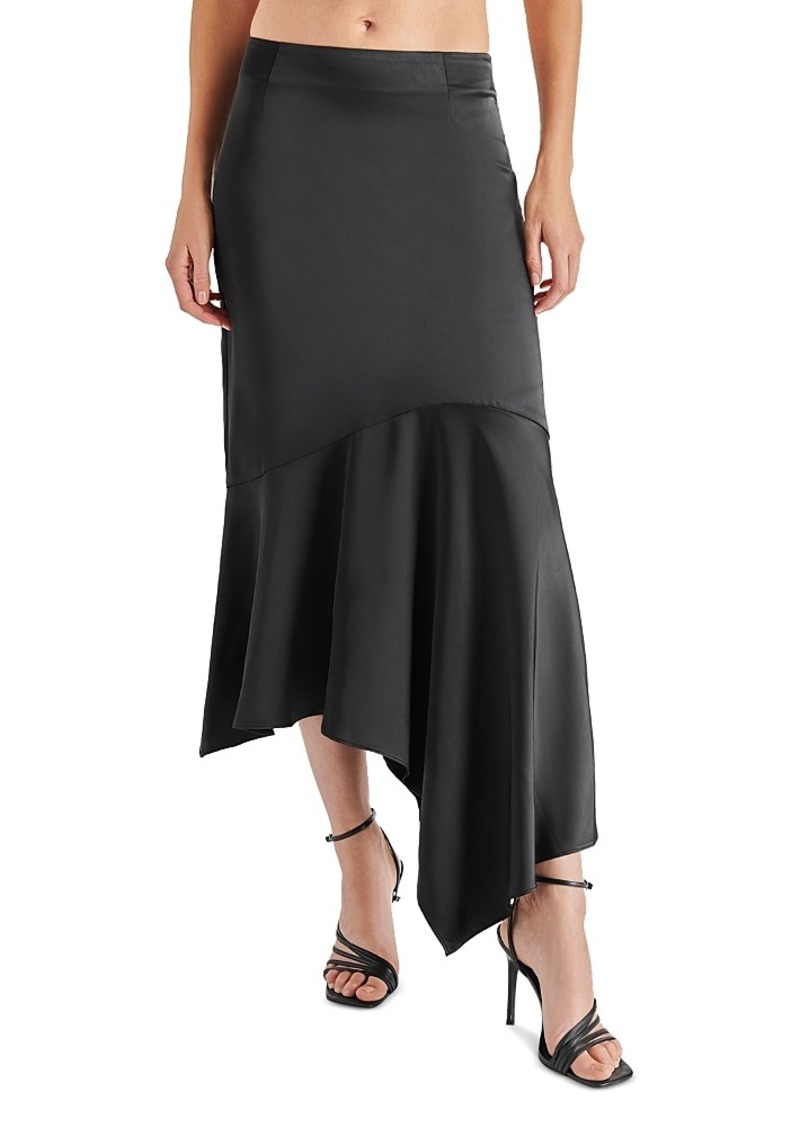 Steve Madden Lucille Satin Asymmetric Midi Skirt