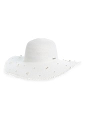 Steve Madden Mandi Imitation Pearl Straw Hat in Tan at Nordstrom Rack