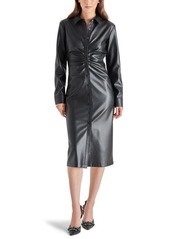 Steve Madden McClain Long Sleeve Faux Leather Midi Shirtdress