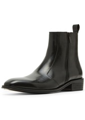 Steve Madden Men's Hyphen Side-Zip Leather Dress Boot - Black Leather