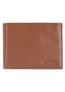 STEVE MADDEN Men's Leather RFID Blocking Wallet with Extra Capacity ID Window Cognac