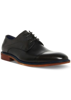 Steve Madden Men's Zane Tonal & Textured Leather Mid Oxford Dress Shoe - Black Leather
