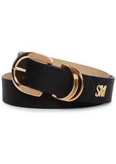 Steve Madden Women's Multi D-Ring Keeper Belt with Gold Hardware - Black