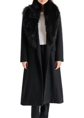 Steve Madden Prince Coat with Removable Faux Fur Collar in Black at Nordstrom Rack