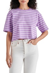 Steve Madden Rugby Stripe Cotton Crop T-Shirt in Dahlia Purple at Nordstrom Rack