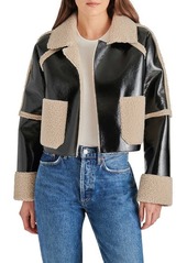 Steve Madden Salma Faux Leather & Faux Shearling Crop Jacket