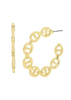 Steve Madden Set in Polished Metal Geometric Hoop Earrings - Gold