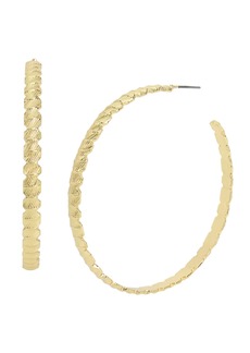 Steve Madden Set in Polished Metal Textured Hoop Earrings - Gold