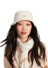 Steve Madden Sherpa Bucket Hat with Satin Lining and Embroidered Logo - Ivory