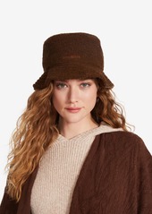 Steve Madden Sherpa Bucket Hat with Satin Lining and Embroidered Logo - Chocolate