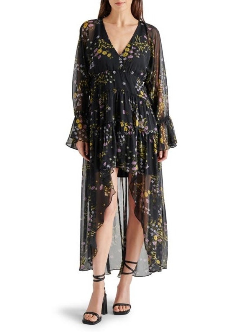 Steve Madden Sol Floral Print Long Sleeve High-Low Dress