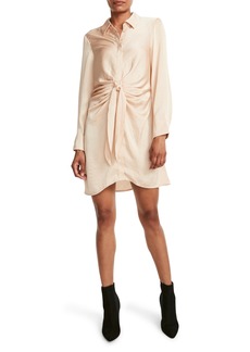 Steve Madden Tie Curious Long Sleeve Shirtdress in Champagne at Nordstrom Rack