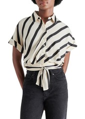 Steve Madden Tori Stripe Short Sleeve Tie Front Shirt