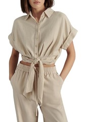 Steve Madden Tori Tie Front Cotton & Linen Button-Up Shirt