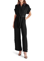 Steve Madden Tori Tie Waist Wide Leg Satin Jumpsuit