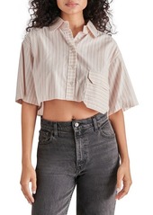 Steve Madden Tristan Stripe Oversize Crop Button-Up Shirt