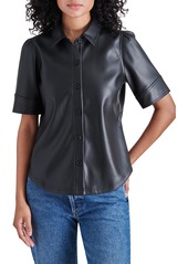 Steve Madden Virginia Faux Leather Button-Up Top in Bone at Nordstrom Rack
