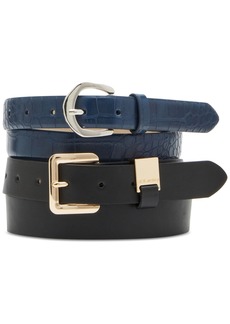 Steve Madden Women's 2-Pc. Faux-Leather Belt Set - Navy/Black