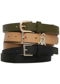 Steve Madden Versatile Women's 3-Pk. Faux-Leather Belts - Olive Multi