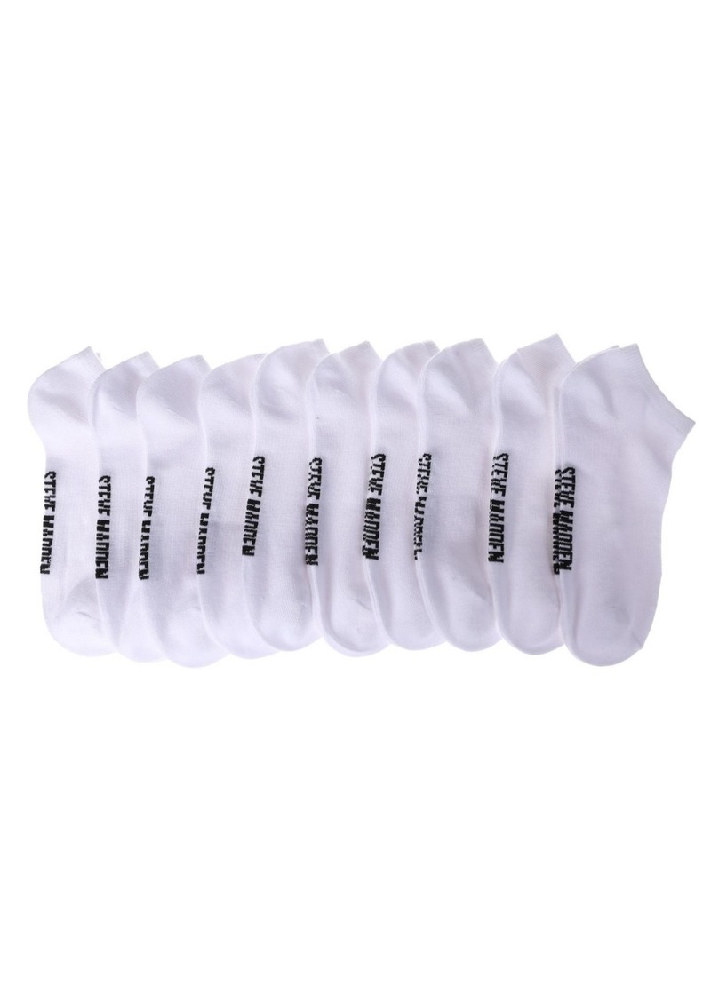 Steve Madden Women's 6, 8 and 10 Pairs Low Cut Cushioned Sneaker Ankle Socks Workout Running Sport Socks - Ankle Socks - All white (10 pairs)