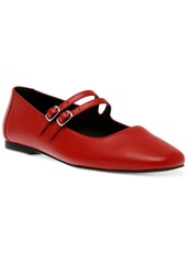 Steve Madden Women's Alisah Double-Buckle Mary Jane Flats - Red Leather