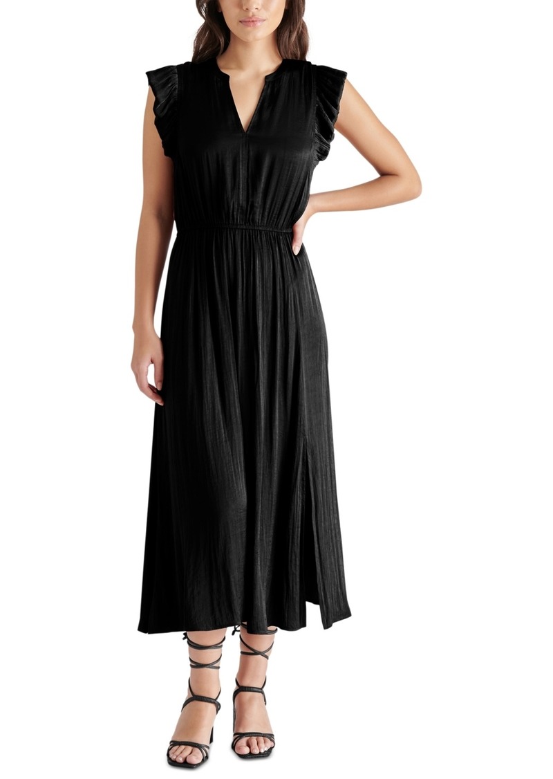 Steve Madden Women's Allegra Split-Neck Cap-Sleeve Dress - Black