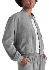 Steve Madden Women's Ardine Pinstripe Bomber Jacket - Grey