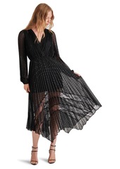 Steve Madden Women's Ari Lace Pleated Handkerchief-Hem Dress - Black